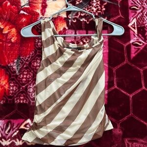 4SI3NNA Brown and Cream Striped Blouse